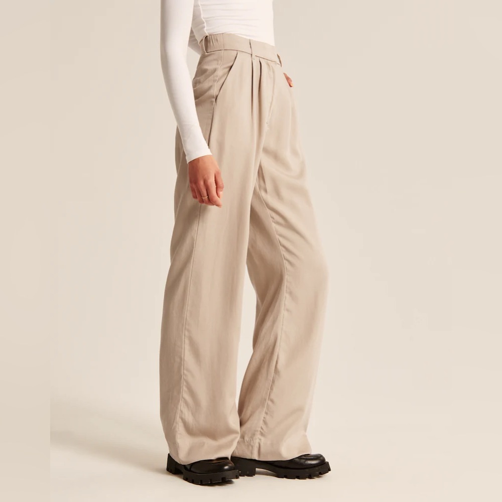 abercrombie tailored wide leg pant size s khaki
